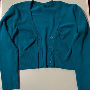 🌺3/$20🌺 Teal open front cropped cardigan (with buttons)